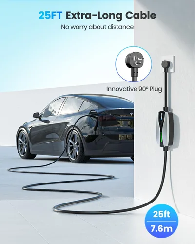 Miniatura 2 de Cargador EV portátil de nivel 1/2 para Tesla, 12A/16A, cable de extensión móvil de coche eléctrico de 25 pies con enchufe NEMA 6-20 de 240V