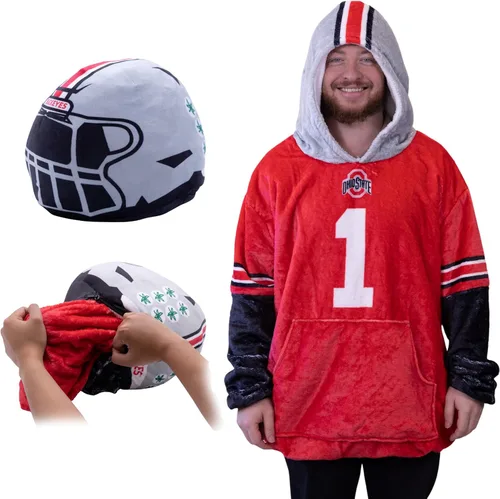 Miniatura 8 de Manta con Capucha Vestible Plushible de Gran Tamaño Sudadera del Estado de Ohio con Bolsillo Regalos Acogedores para Mujeres Hombres Niñas Niños