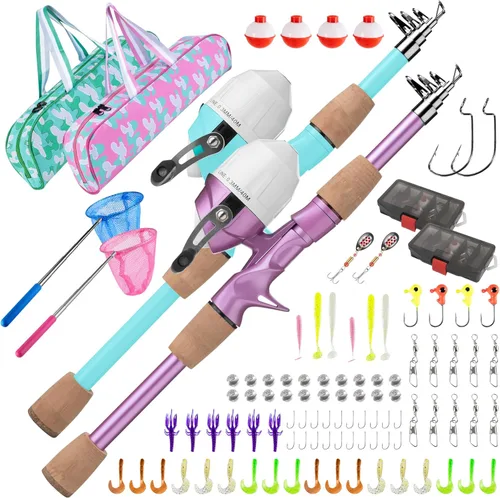 Miniatura 10 de WIDDEN Caña de Pescar para Niños, Cañas de Pescar Telescópicas Portátiles para Niños y Niñas, Kit Combinado de Caña de Pescar y Carrete con Caja