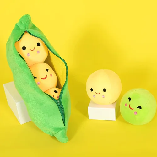 Miniatura 7 de AOQI Peluche de guisantes gigantes en una vaina de guisantes, almohada de guisantes de peluche, juguetes de plantas, varios tamaños