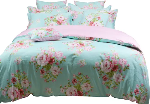 Miniatura 3 de FADFAY Juego de funda de edredón con diseño floral desgastado rosa, 100% algodón, 3 piezas, juego de ropa de cama estilo rústico, 1 funda de edredón