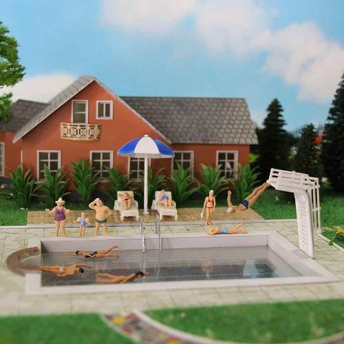 Miniatura 2 de Evemodel P8719 40pcs Modelo Trenes Natación Figuras 1:87 Escala HO Escala Personas Paisaje Diseño Miniatura