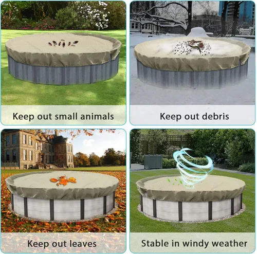 Miniatura 6 de Coarbor Cubierta de invierno para alberca de invierno de 10 pies para piscinas de 6 pies, cubierta de piscina de invierno, kit de invierno beige