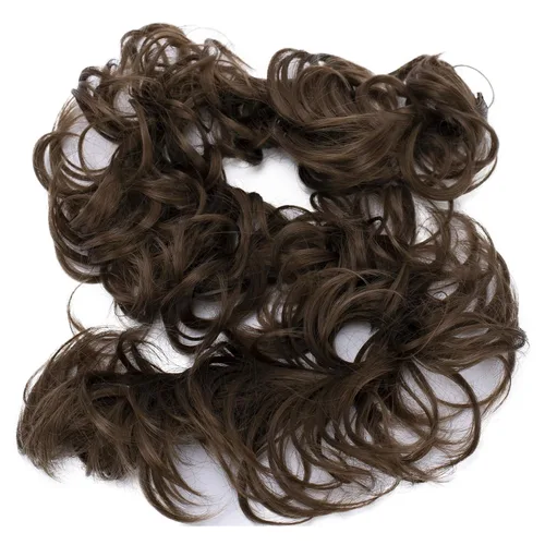 Miniatura 25 de CAISHA Postizo de Cabello, Envoltura de Cabello, Fibras Sintéticas Resistente al Calor, Rizado Desordenado, Recogido, Negro HW6