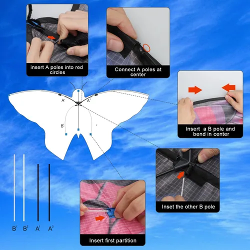 Miniatura 7 de TOY Life Cometa de mariposa para niños, fácil de volar, cometa grande para niños, cometas para niños y adultos, fácil de volar, cometas grandes