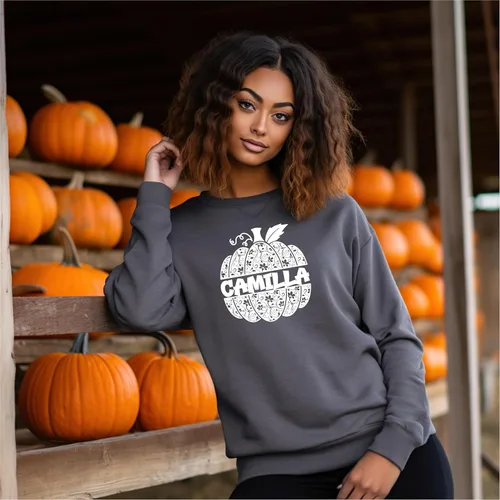Miniatura 2 de SEC Apparel Adhesivo de parche con nombre de calabaza de Halloween personalizado para camisetas Ropa de tela Monograma personalizado