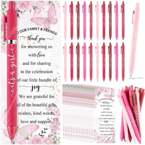 Miniatura 17 de Engrowtic Juego de 25 bolígrafos de regalo para baby shower para invitados con temática oceánica para baby shower, bolígrafos retráctiles