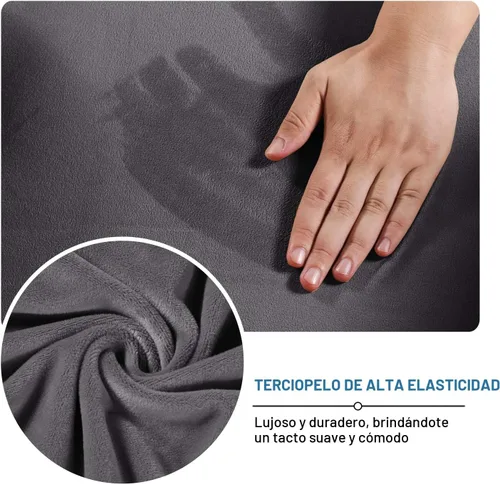 Miniatura 5 de H.VERSAILTEX Fundas de Sofá Elásticas de Terciopelo Real Suave de 3 Piezas Fundas de Sofá para Sofá de 2 Cojines Fundas de Loveseat con Ancho de Gris