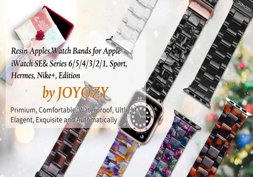 Miniatura 4 de JOYOZY Correa de resina de moda compatible con Apple Watch 9/8/7/6/5/4/3/2/1, correa iWatch con hebilla de acero inoxidable para Apple Watch