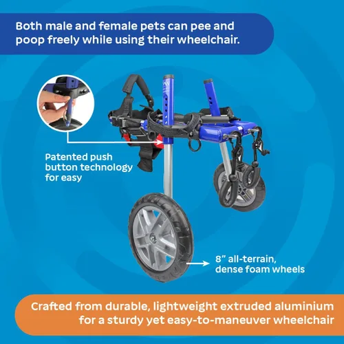 Miniatura 3 de Walkin' Wheels Silla de ruedas para perros pequeños, silla de ruedas ligera para patas traseras, 15-25 libras, para altura de pierna de 9-11 Azul