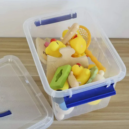 Miniatura 4 de Caja de almacenamiento transparente con tapa, cajas de plástico pequeñas de 6 litros, juego de 6