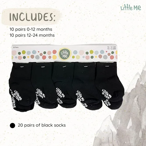 Miniatura 3 de Little Me Paquete de 20 calcetines unisex para bebés recién nacidos, infantes y niños pequeños, para bebé niña o niño, 0-12 y 12-24 meses, paquete