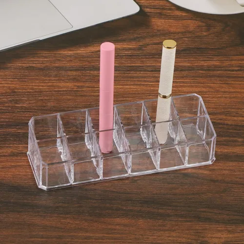 Miniatura 3 de Estuche organizador de lápiz labial acrílico de 12 ranuras, organizador transparente de maquillaje cosmético, soporte para almacenamiento