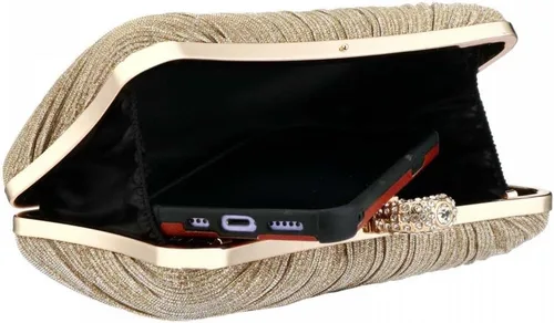 Miniatura 5 de Bolso de mano para mujer, plisado con purpurina y bolsa de noche con diamantes de imitación, para novia, boda, fiesta