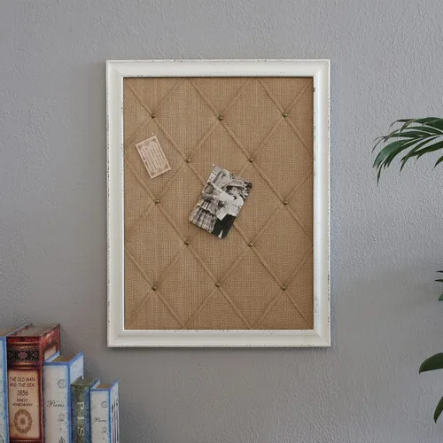 Miniatura 8 de Tablero de tela de lino blanco antiguo, tablero de mensajes de 21 x 27 pulgadas, decoración de pared, tablero de anuncios de arpillera, tableros