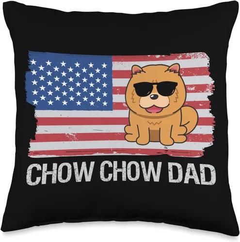 Miniatura 4 de Chow Chow Lover Apparel American USA Flag Funny Chow Dog Dad Throw Pillow, 18x18, Multicolor