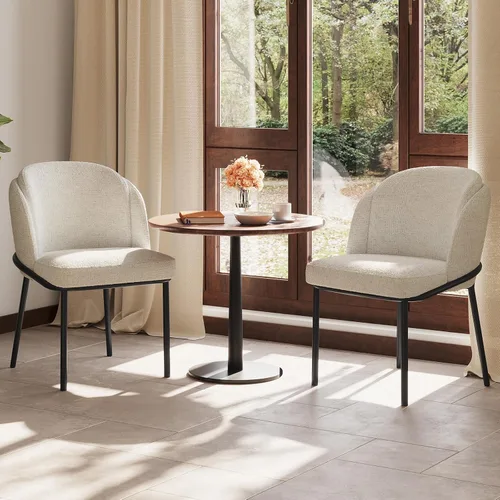 Miniatura 13 de Juego de 2 sillas de comedor, sillas de escritorio modernas, silla decorativa tapizada con respaldo curvado con patas de metal para oficina en casa