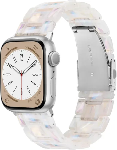 Miniatura 21 de V.R.HOPE Correa de Resina para Reloj Compatible con Apple Watch para Mujeres 38mm 40mm 41mm 42mm Oro Rosa Ligero Pulsera de Pulsera para iWatch Beige