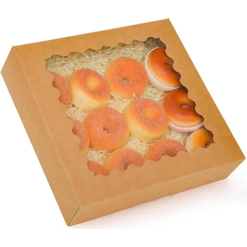 Miniatura 12 de qiqee Cajas de Galletas de Acción de Gracias con Ventana para Dar Regalos Cajas de Golosinas de Otoño 10x10x2.5 pulgadas 30 Paquetes Caja de Día