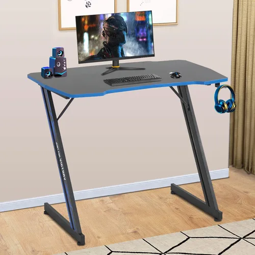 Miniatura 21 de BestOffice Escritorio para juegos de 35 pulgadas, escritorio para computadora de PC, estación de trabajo en forma de Z, mesa de trabajo ergonómica