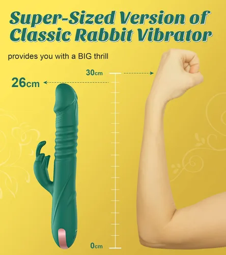 Miniatura 6 de Consolador vibrador de empuje de conejo grueso, juguetes sexuales para adultos, vibrador de punto G para placer femenino, dispositivo