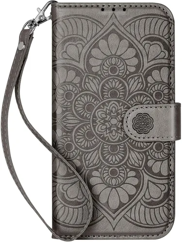 Miniatura 10 de Funda tipo cartera para iPhone 13, [Bloqueo RFID] con 3 ranuras para tarjetas con ranura para tarjeta de crédito, cubierta protectora magnética