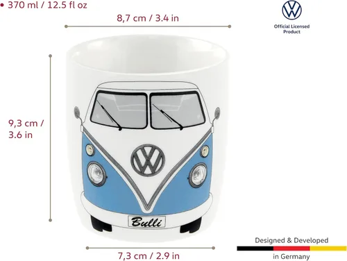 Miniatura 2 de BRISA VW Collection - Taza grande de cerámica para café, té y capuchino, diseño de autobús T1 (12.5 fl oz/12.5 fl oz/frente de autobús) (azul)