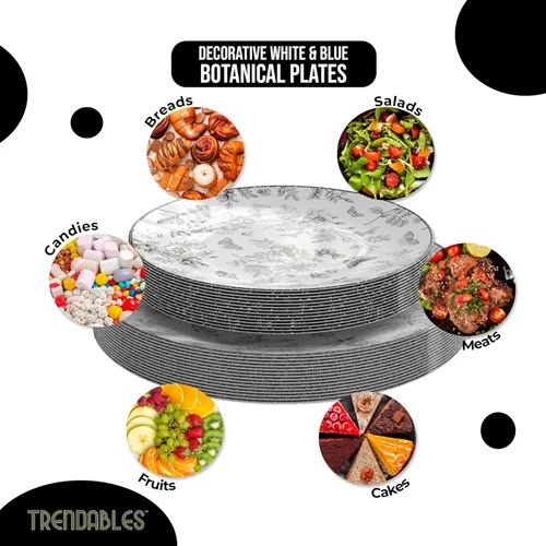 Miniatura 3 de Trendables Platos Desechables para Suministros de Fiesta Platos de Plástico Florales Negros para Boda 40 Piezas - 20 de 8" y 20 de 10"