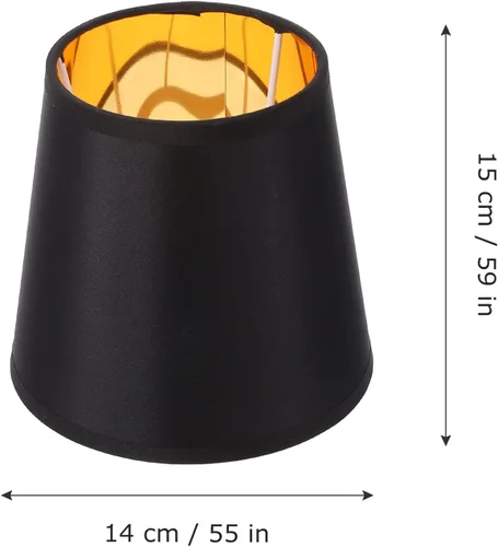 Miniatura 6 de Pantalla negra de tela para lámpara E14, base de forro dorado, pantalla de lámpara de tornillo para lámpara de mesa para el hogar, lámpara de pie