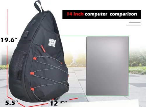 Miniatura 4 de d'yallee Bolsa de tenis para hombres y mujeres, racquetball, pickleball paddle squash, bolsa cruzada deportiva para adultos con puerto de carga USB