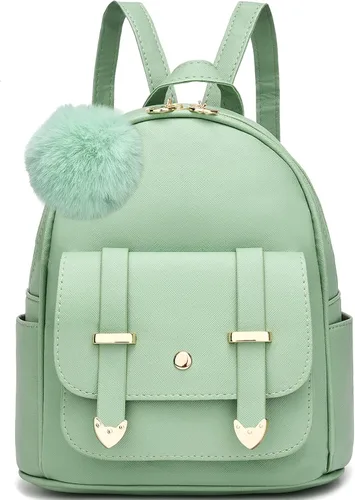 Miniatura 14 de I IHAYNER Mochila de moda para niñas, mini mochila para mujeres, adolescentes y niñas, monederos de piel sintética con pompón, bolsa de hombro
