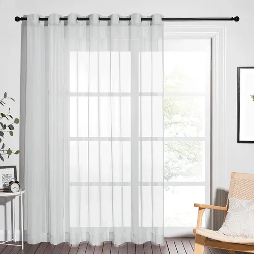 Miniatura 10 de NICETOWN Cortina transparente para puerta de patio, cortina vertical de gasa, panel de cortina extra ancho para puerta corrediza de vidrio