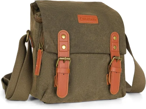 Cwatcun Bolsa Pequeña para Cámara Bolsa Mensajero de Lona Compacta para Cámara, Funda de Hombro para Cámara Digital, Bolsa de Fotografía de Viaje