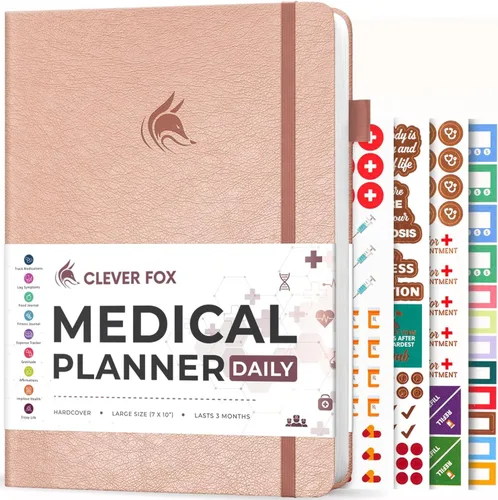 Miniatura 16 de Clever Fox Planificador médico diario – Cuaderno de diario de salud, diario de bienestar y cuaderno de registro de autocuidado, dura 3 meses, 7 x