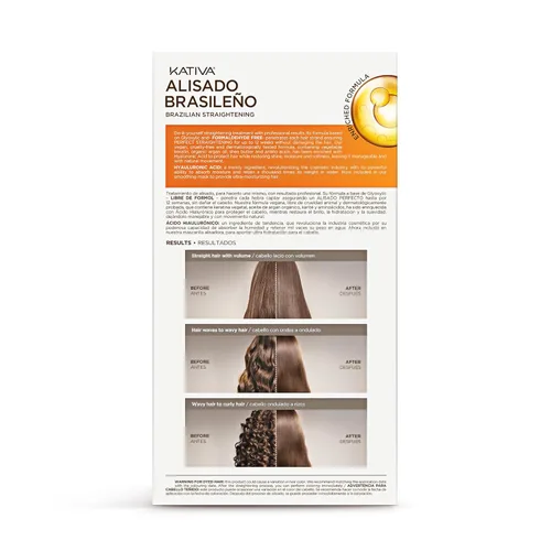 Miniatura 2 de KATIVA Kit de tratamiento de queratina brasileña – Alisado de cabello sin formaldehído en casa con ácido hialurónico – Hasta 12 semanas de control