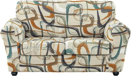 Miniatura 52 de KRFOONN - Fundas elásticas de 4 piezas para sillón y sofá, funda con estampado y 3 fundas independientes para cojines de asiento, lavables, Color01