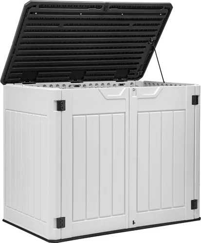 Miniatura 10 de YITAHOME Cobertizo de almacenamiento para exteriores de 8 x 10 pies con suelo, cobertizo de jardín de plástico extra grueso para bicicletas