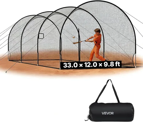 Miniatura 59 de VEVOR Jaula de bateo de béisbol, red profesional de entrenamiento de bateo de béisbol de sóftbol, resistente, resistente, cerrada, de polietileno