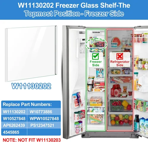 Miniatura 3 de [PAQUETE DE 2] Estante de Vidrio para Congelador W11130202 MEJORADO Compatible con Refrigerador Whirlpool Repuesto de Estante para Congelador Partes