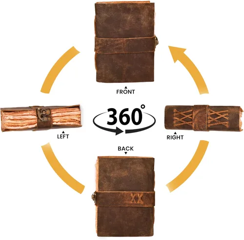 Miniatura 5 de LEATHER VILLAGE - Diario encuadernado en cuero vintage para mujeres y hombres - Libro de sombras - Cierre con llave - 200 páginas de papel artesanal