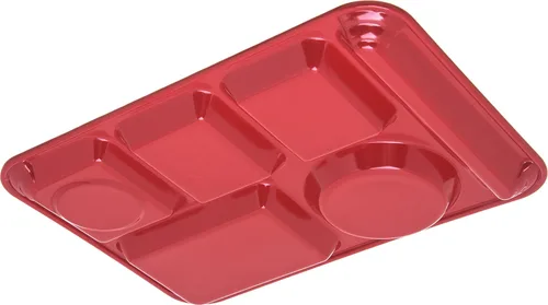 Miniatura 4 de Carlisle FoodService Products Bandeja de plástico para comida zurda, bandeja pesada para almuerzo con 6 compartimentos para escuelas, cafeterías