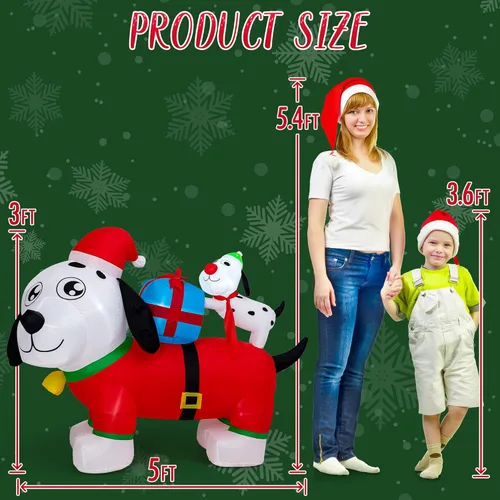 Miniatura 3 de PRESENCE Decoraciones inflables de Navidad para exteriores, luces LED de Navidad de 5 pies con caja de regalo, decoración de invierno, regalo