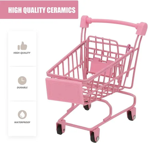 Miniatura 3 de Happyyami 2pcs Mini Carrito de compras de Metal Carrito de Supermercado Mini Carrito de Compras Carrito de Compras Carrito de Utilidad Carro