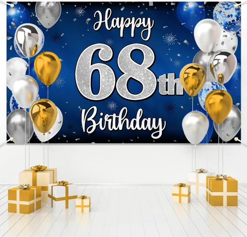 Miniatura 169 de Decoración de feliz cumpleaños 35, globo azul y plateado de 35 años, cartel grande de telón de fondo de cumpleaños, suministros para fiesta de 35th