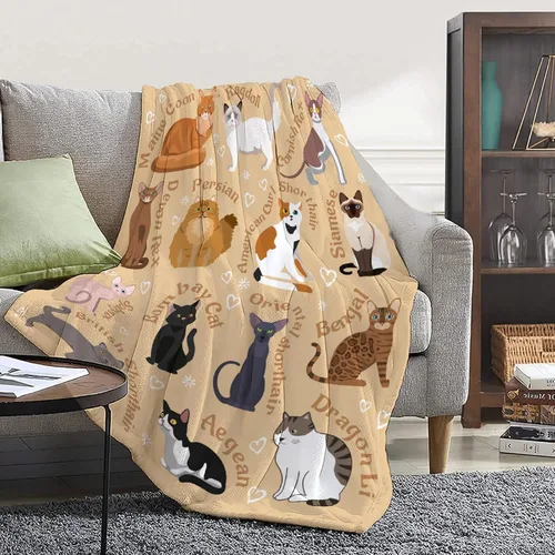 Miniatura 3 de Manta de gatos para amantes de los gatos - 40x50 pulgadas, mantas de franela suaves con patrón de gatos lindos, acogedoras, para gatos de raza