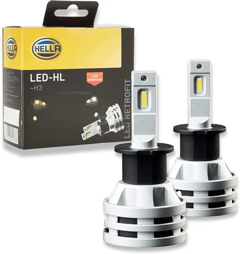Hella Bombilla LED antiniebla H3 – Luz blanca fría de 6500 K – Bombilla LED H3 para reemplazo de lámpara antiniebla – Paquete de 2 LED Retro Fit