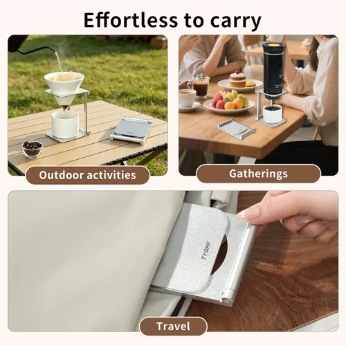 Miniatura 6 de Vierta sobre el soporte del gotero, soporte portátil y plegable para máquina de café expreso con fuera, soporte de café de oficina con base