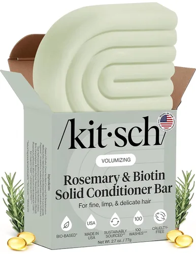 Kitsch Barra acondicionadora de cabello con romero y biotina para dar volumen y espesar – Acondicionador hidratante y limpiador para cabello de