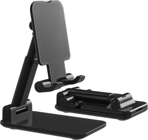 Miniatura 10 de Soporte para teléfono celular, soporte de teléfono celular ajustable en ángulo con almohadilla de silicona para escritorio, soporte de teléfono