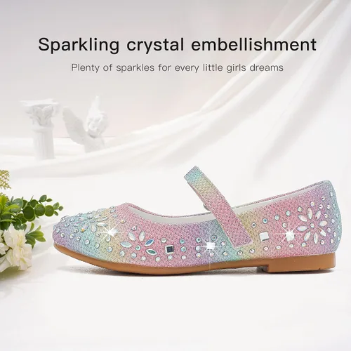 Miniatura 4 de Furdeour Girls Dress Shoes Mary Jane Flower Wedding Party Bridesmaids Shoes Glitter Princess Ballet Flats for Kid Toddler